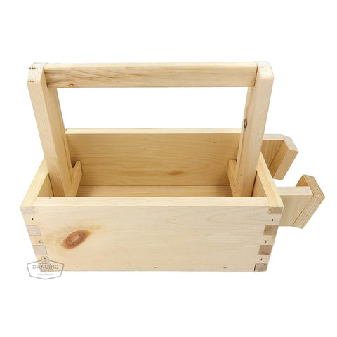 Canadian-made beekeeper's toolbox with smoker compartment and hive tool storage pockets.
