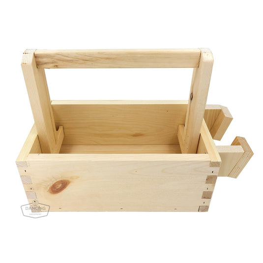 Canadian-made beekeeper's toolbox with smoker compartment and hive tool storage pockets.