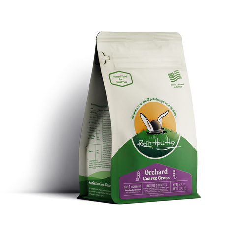 Rabbit Hole Hay coarse orchard grass hay for rabbits and guinea pigs, bag.