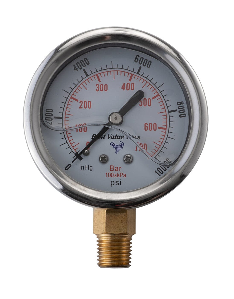 Load image into Gallery viewer, Oil Filled Vacuum/Pressure Gauge - Bottom Mount - 1/4" MNPT

