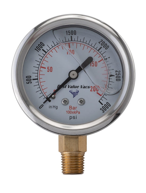 Oil Filled Vacuum/Pressure Gauge - Bottom Mount - 1/4