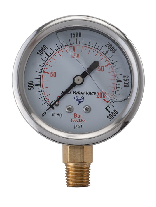 Oil Filled Vacuum/Pressure Gauge - Bottom Mount - 1/4