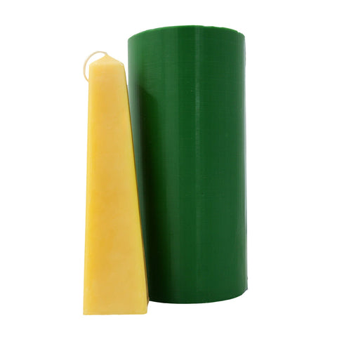 Silicone candle mold in tapered obelisk shape, 1.5 by 8 inches.