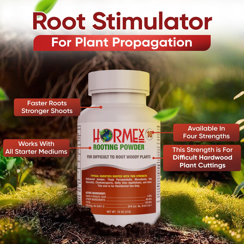 Load image into Gallery viewer, Hormex Rooting Powder #16 (1.60 IBA) - Rooting Hormone for Difficult Hardwood Plants &amp; Tree Cuttings
