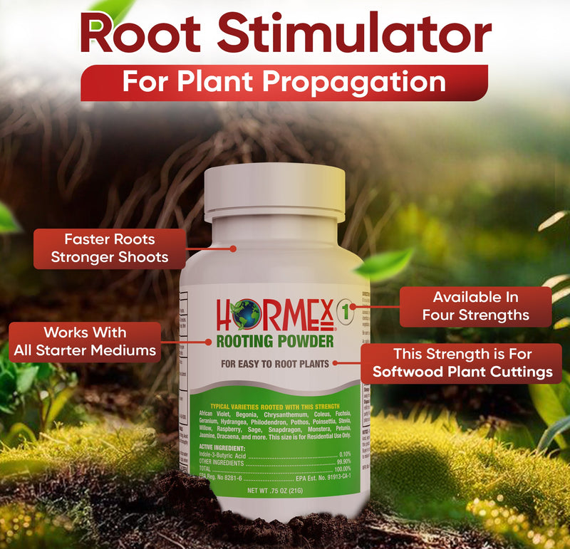 Load image into Gallery viewer, Hormex Rooting Powder #1 (0.10 IBA) - Rooting Hormone for Delicate Houseplants, Garden Herbs &amp; Succulent Cuttings
