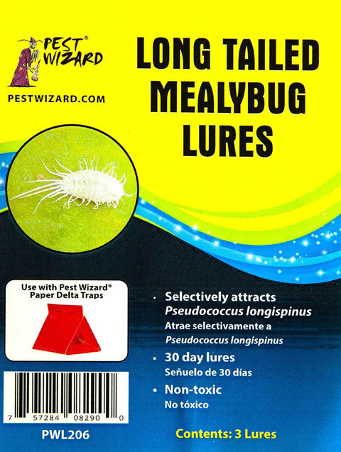 Pest Wizard Long Tailed Mealybug pheromone lure 3-pack packaging