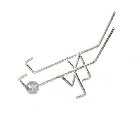 Stainless steel pail perch holder for stable honey pail pouring.