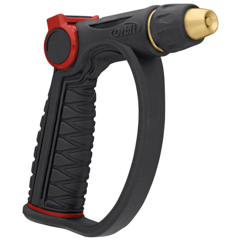 Orbit Pro Flo adjustable-spray thumb control D-grip brass-tip watering nozzle 58984
