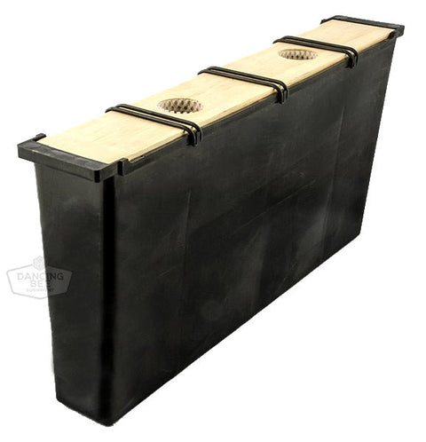 2-gallon in-hive frame feeder with sealed top for controlled syrup access.