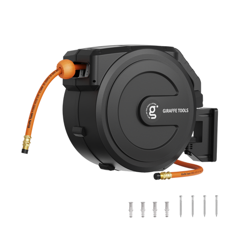 Giraffe Tools retractable air hose reel, 3/8 inch by 50 feet