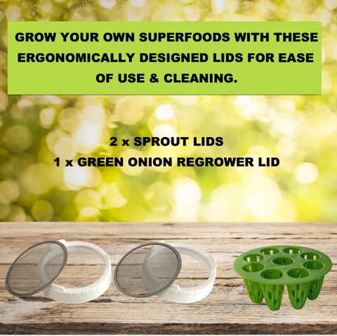 Sprouting Lids & Green Onion Regrower for Wide Mouth Mason Jars. Sprouts Growing Kit for Bean Sprouts, Broccoli Organic Sprouts, additional product view 2