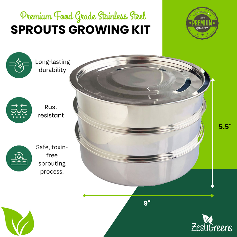 Load image into Gallery viewer, Stainless Steel Seed Sprouter Kit - Stackable 3-Tier Trays
