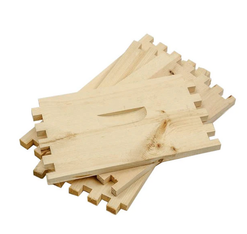 Unassembled 8-frame deep Langstroth hive box in select-grade white pine.