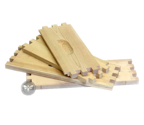 Unassembled 10-frame medium Langstroth hive box in select-grade white pine.