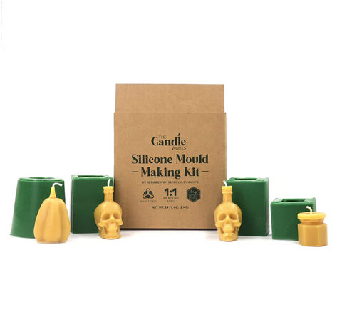 Silicone mould making kit for pouring custom candle, resin, and soap shapes.