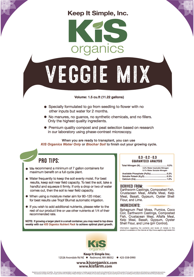 Load image into Gallery viewer, KIS Organics Veggie Soil Mix
