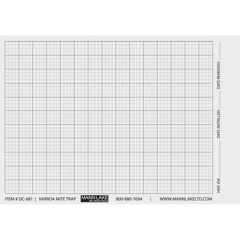 10-frame replacement sticky board for monitoring hive mite activity.