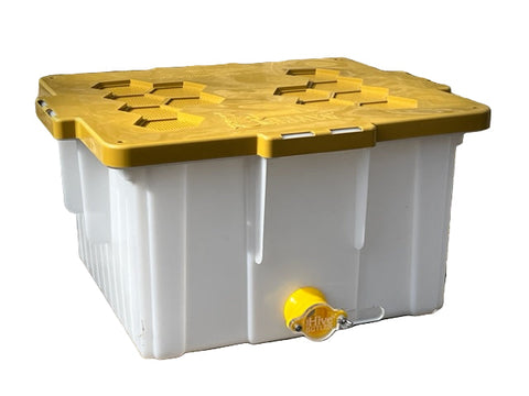 Hive Butler Swarm Saver tote with vented lid for capturing honey bee swarms.