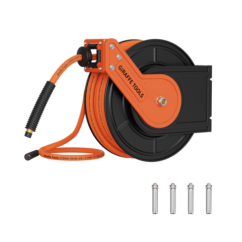 Giraffe Tools retractable air hose reel, alloy steel, 3/8 inch