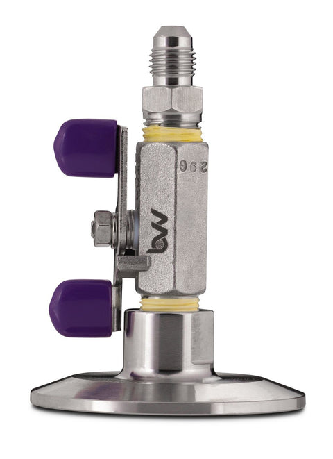 Tri-clamp topcap with valve and 1/4 inch 37 degree JIC flare