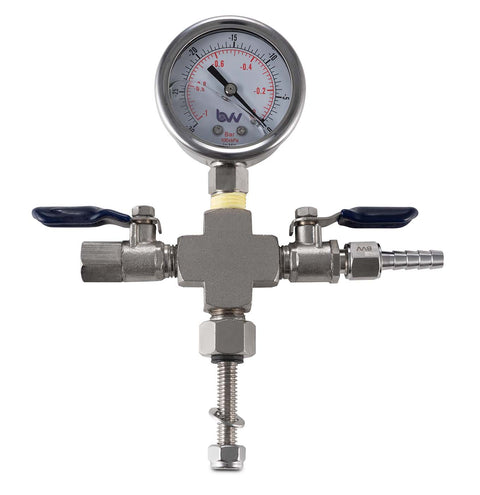 Valve Manifold Cross with Hose Barb and Gauge
