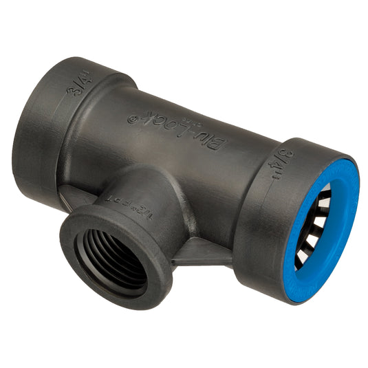 Product image of Orbit Irrigation 3/4" Blu-Lock x 1/2" FPT Reducing Tee 31372, front