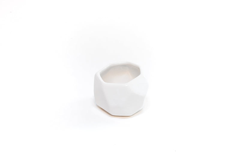 Load image into Gallery viewer, White Geometric Ceramic Container
