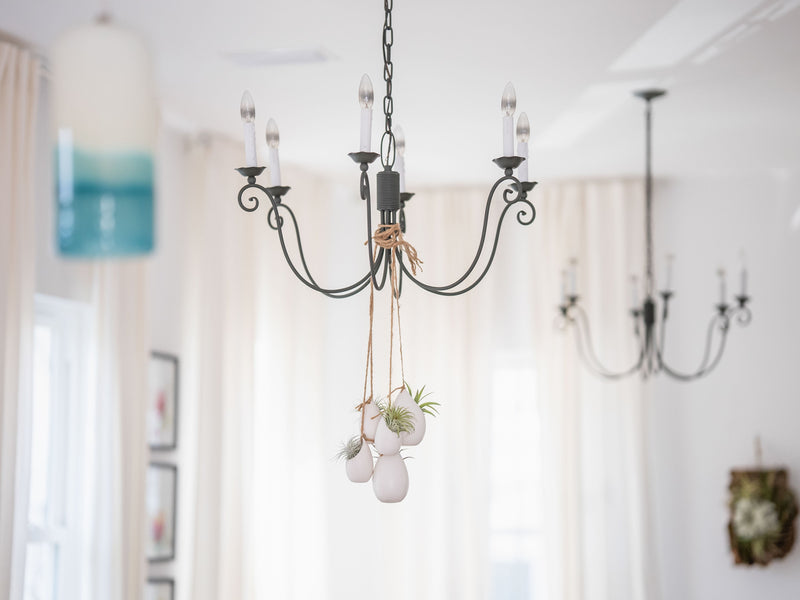 Load image into Gallery viewer, Large Ivory Ceramic Hanging Planter With Flat Bottom

