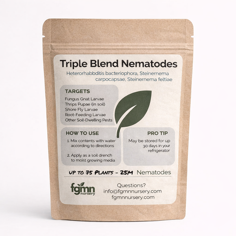 Triple blend beneficial nematodes for broad-spectrum soil pests.