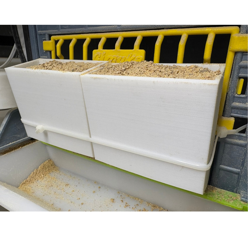 Load image into Gallery viewer, Front-Slot Quail Feeder Pair, Adjustable Spill-Resistant Design, for Hatching Time Chimuka Cage Systems, Made in USA
