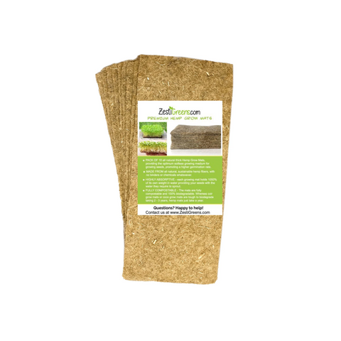 Ten-pack of natural hemp grow mats for microgreens and wheatgrass.