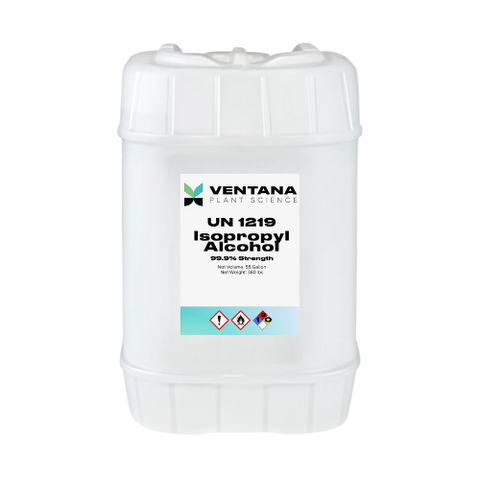 Ventana Plant Science Isopropyl Alcohol ISO 99.9% 5-Gallon *HAZ*, label and product information