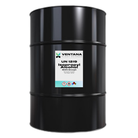 Ventana Plant Science Isopropyl Alcohol ISO 99.9% 55-Gallon Drum *HAZ*, label and product information
