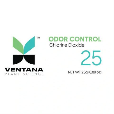 Ventana Plant Science - Chlorine Dioxide 25g Fast Release Deodorizing Gas (ClO2), label and product information