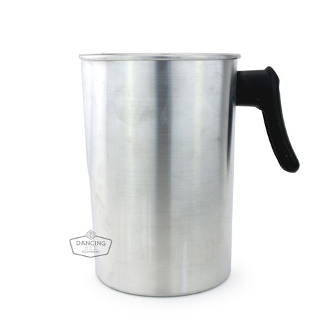 Beeswax melting pot with plastic handle, holding up to 4 pounds of wax.