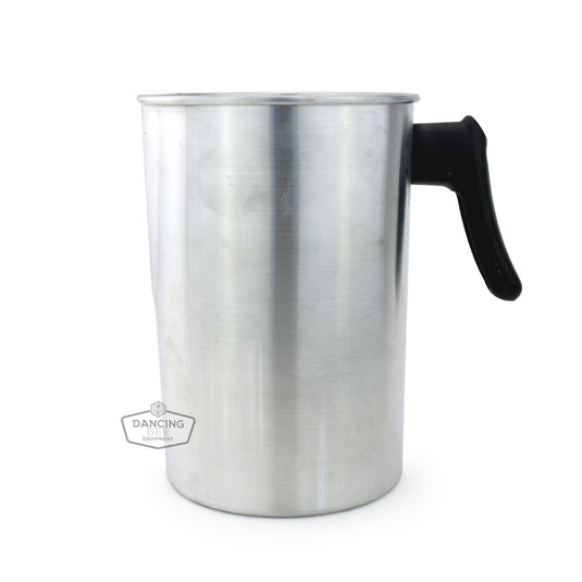 Beeswax melting pot with plastic handle, holding up to 4 pounds of wax.
