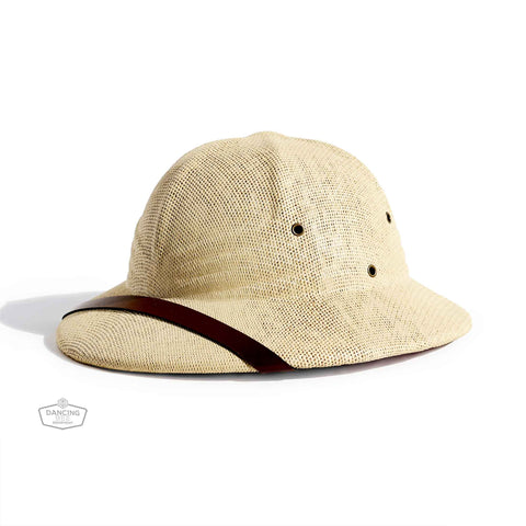 Woven beekeeping helmet, lightweight and vented, with adjustable fit band.