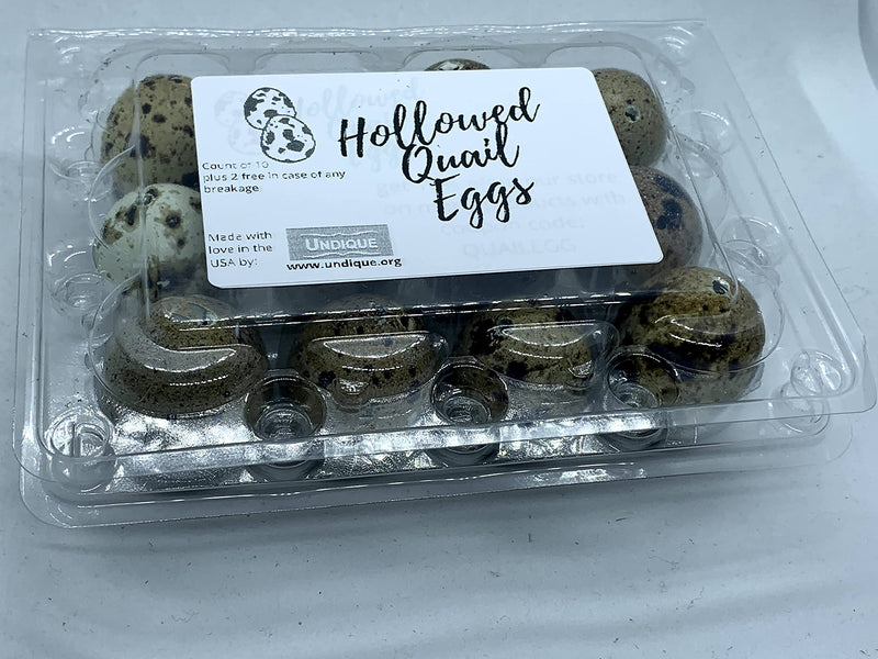 Load image into Gallery viewer, Empty Whole Eggshells Quail Eggs Hollowed - Set of 10 Cleaned Hollow Quail Eggs Perfect for Crafting and Decoration
