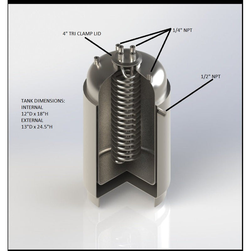 Load image into Gallery viewer, Jacketed Stainless Steel LP Tank with Internal Condensing Coil and Dip Tube

