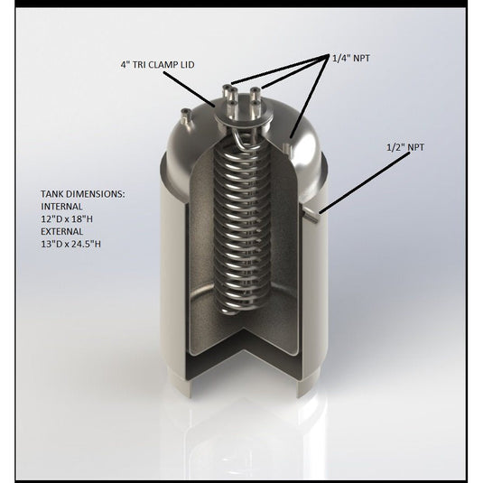 Jacketed Stainless Steel LP Tank with Internal Condensing Coil and Dip Tube