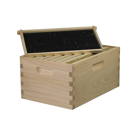 8-frame Langstroth deep brood box, assembled, front