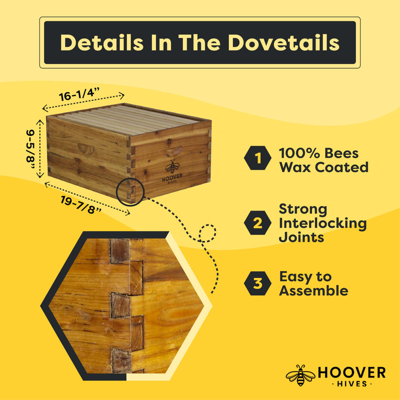Load image into Gallery viewer, 10-Frame Wax-Coated Beehive Kit – (2) Deep &amp; (1) Medium Unassembled | Hoover Hives® Original Beeswax Finish
