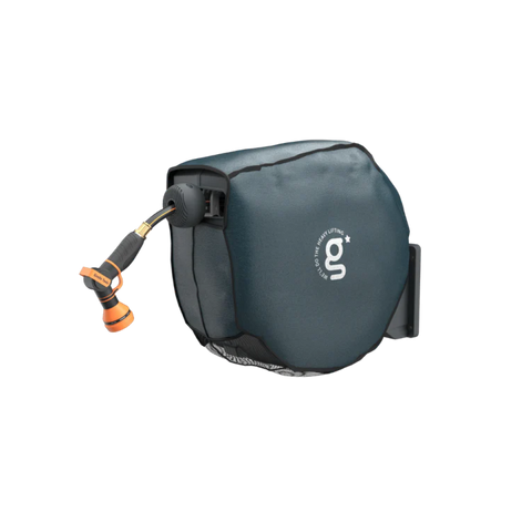 Weather-protective cover for garden hose reel