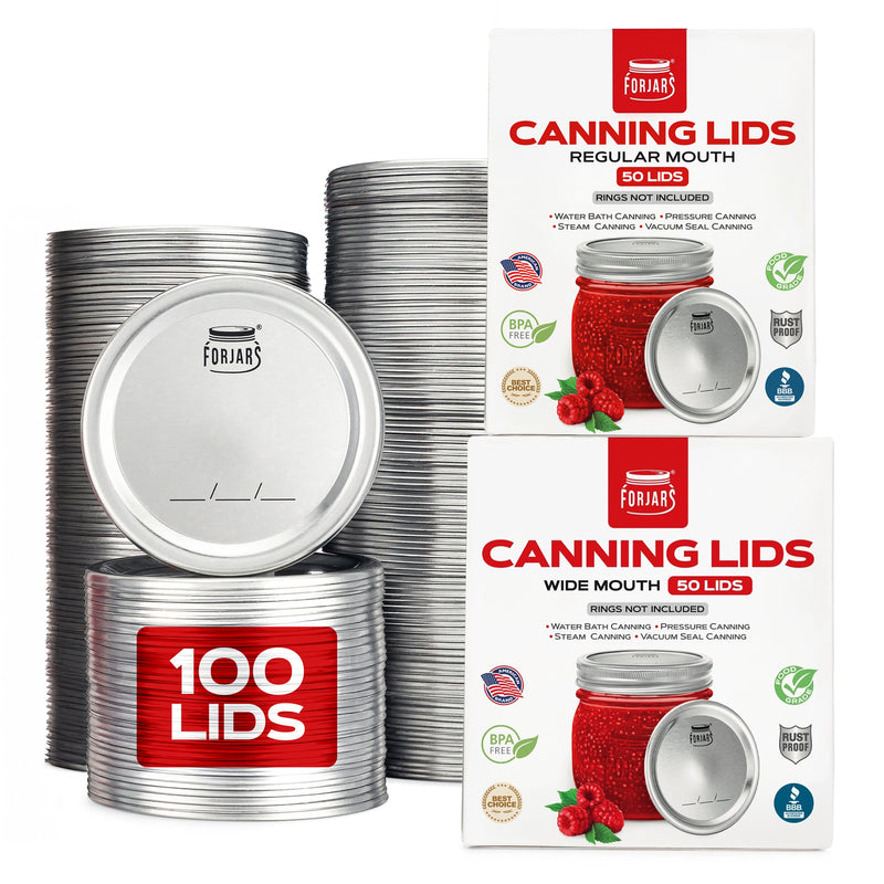 Load image into Gallery viewer, 100 Count: 50 Regular Mouth + 50 Wide Mouth Canning Lids
