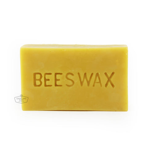 One pound pure beeswax block from The Candle Works, natural golden color.