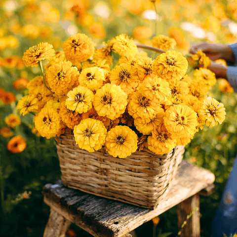 Canary Bird Zinnia seeds package, 100 count, GrowTime Garden Supply