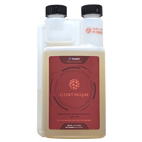 Impello Continuum microbial inoculant bottle, beneficial bacteria for plant roots.
