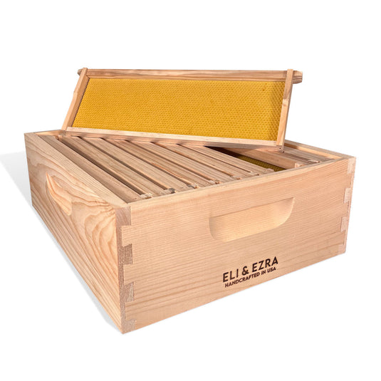 10 Frame Eli and Ezra Premium Amish-Made in USA Beehive Kit: 1 Deep + 1 Medium Boxes with Dovetail Joints