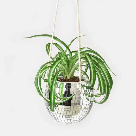 Disco ball hanging planters