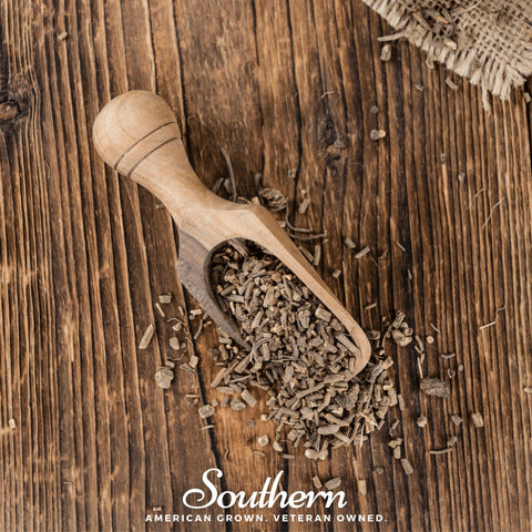 Dried valerian root, close-up detail
